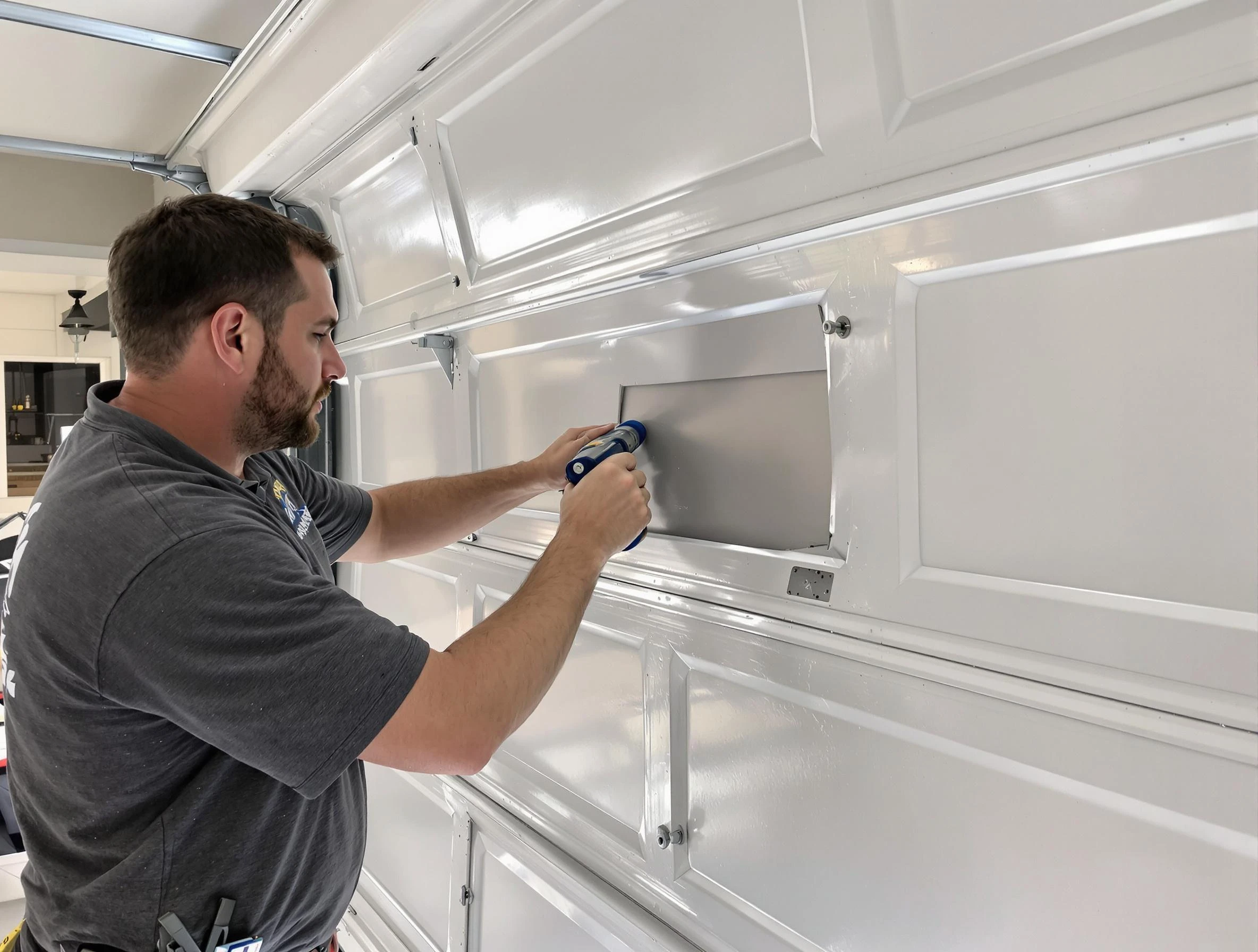 Garage door panel repair by Blackstone Garage Door Repair in Blackstone