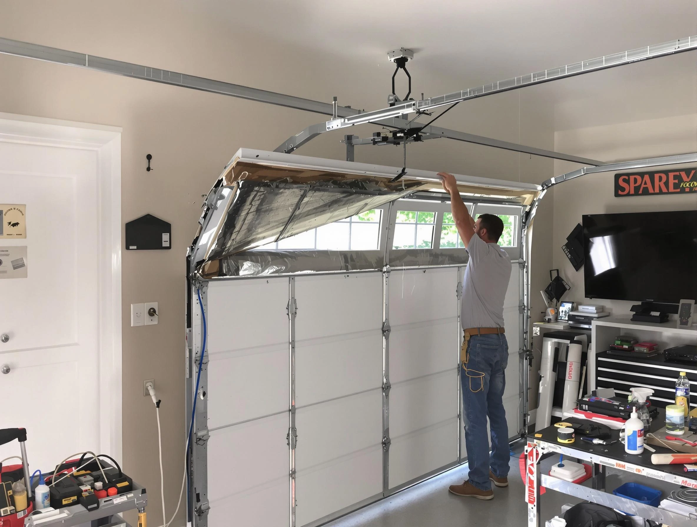 Garage door section replacement by Blackstone Garage Door Repair in Blackstone